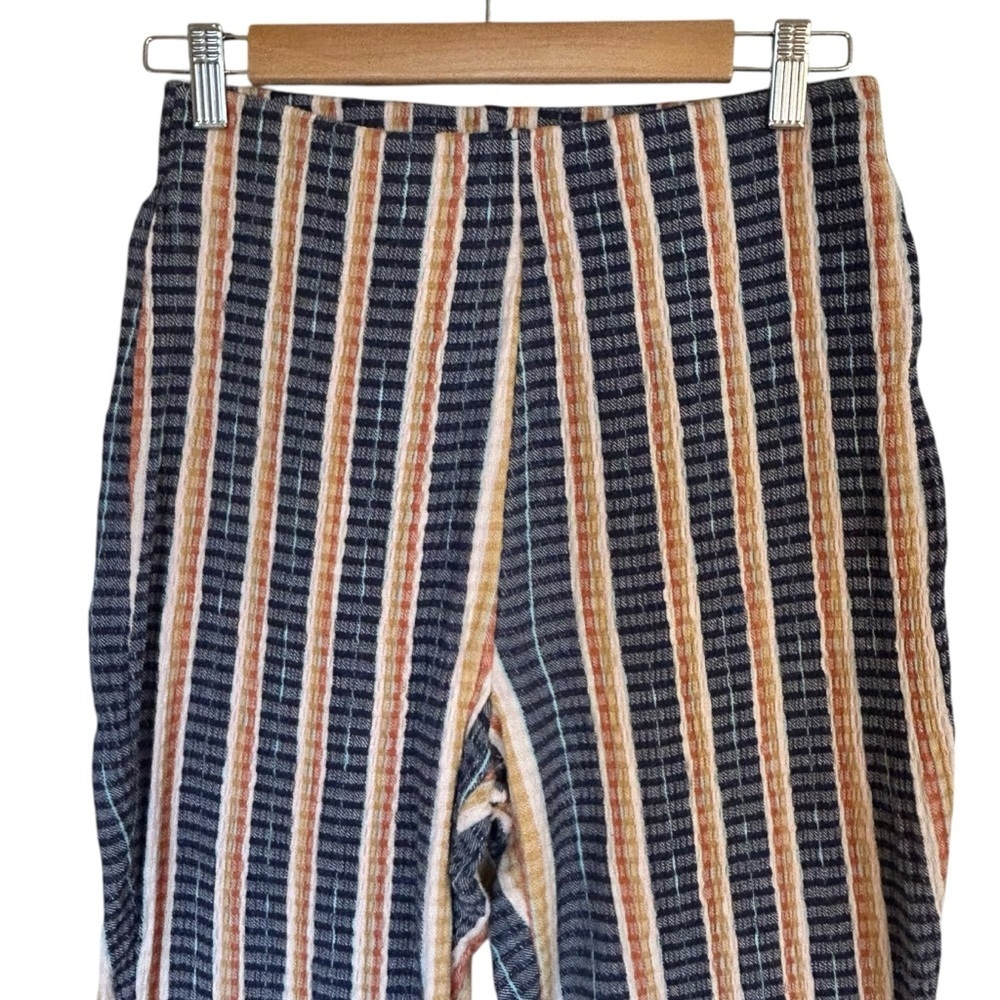 Free People Fine Line Slim High Waist Flare Striped Textured Pant Small Boho - Picture 5 of 13